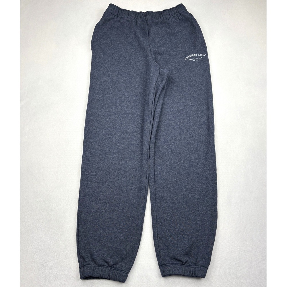 American Eagle Sweatpants Womens XS Blue Peace Love Club Fleece Joggers Pants